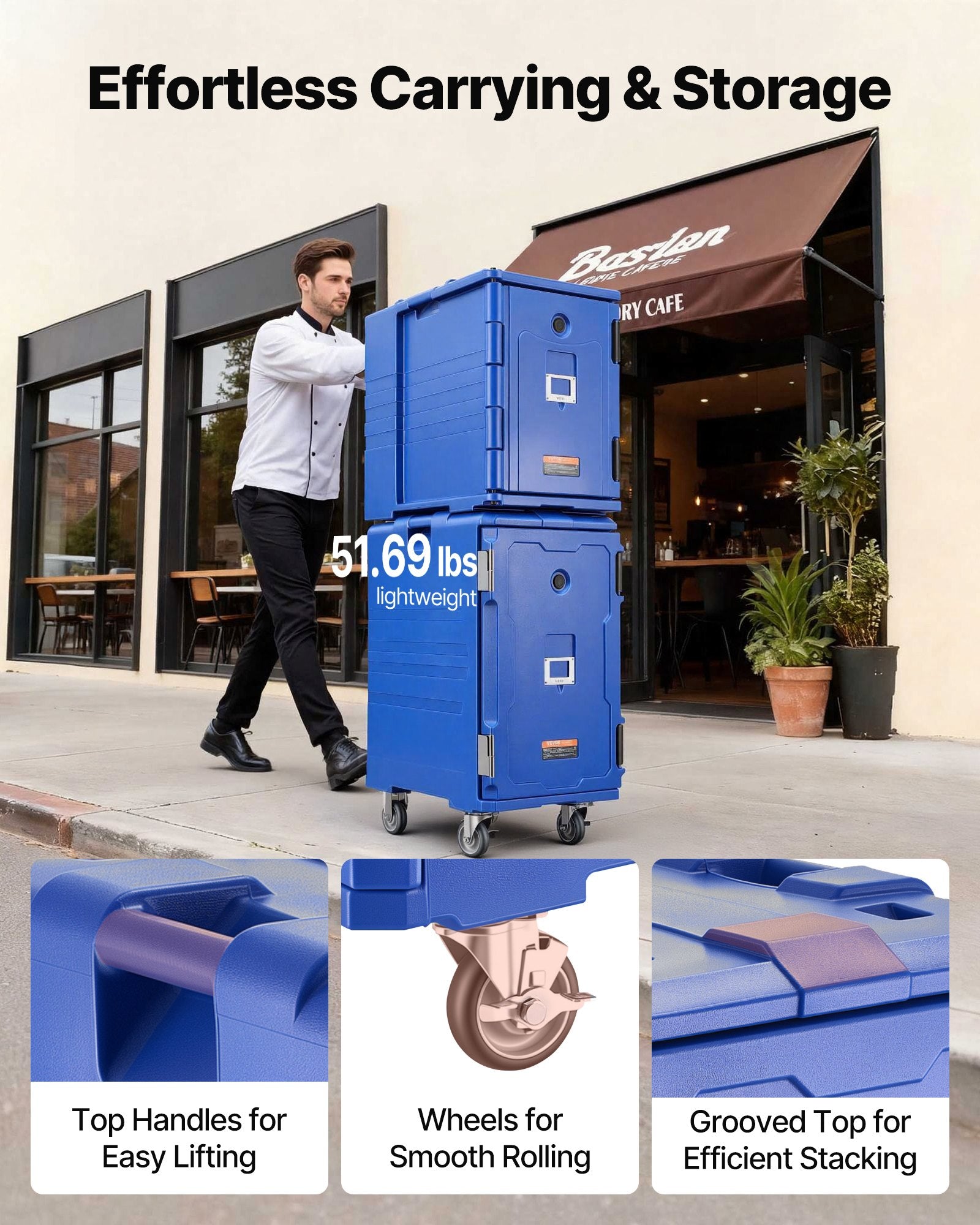 Insulated Food Pan Carrier, 127 Qt Hot Box for Catering, Food Box