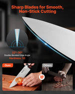 Kitchen Knife Set with Block and Sharpener, 15 Piece High Carbon