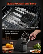 Kitchen Knife Set with Block and Sharpener, 15 Piece High Carbon