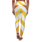 Womens High-waist Fitness Legging Yoga Pants - Yellow White Herringbon