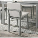 Grey Finish 5pc Dining Room Set Dining Table 4x Chairs Beige Fabric Chair Seat Kitchen Breakfast Dining Room Furniture Rubberwood Veneer Unique Design