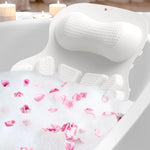 RUseeN Bath Pillow Luxury Bathtub Pillow Bath Pillows for Tub Head Neck and Back Support Non-Slip Soft Silicon Bath Tub Pillow with Strong Suction Cup Bath Accessories Spa Gifts White