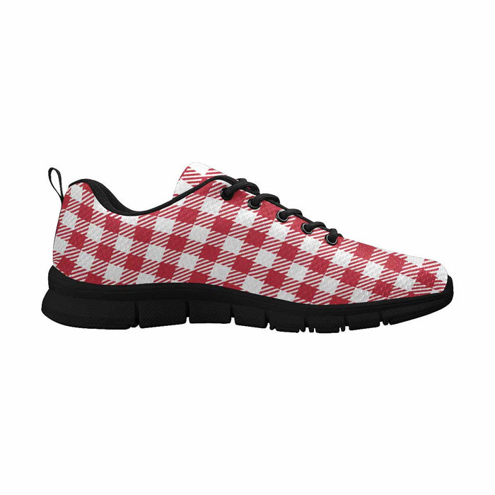 Uniquely You Sneakers for Men,   Buffalo Plaid Red and White - Running