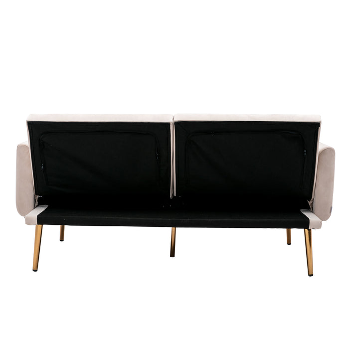 Velvet Sofa , Accent sofa .loveseat sofa with rose gold metal feet