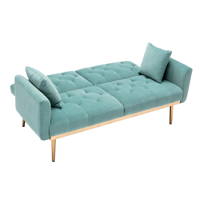 Velvet Sofa , Accent sofa .loveseat sofa with rose gold metal feet