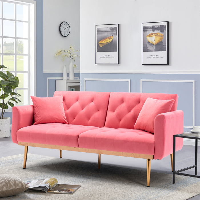 Velvet Sofa , Accent sofa .loveseat sofa with rose gold metal feet