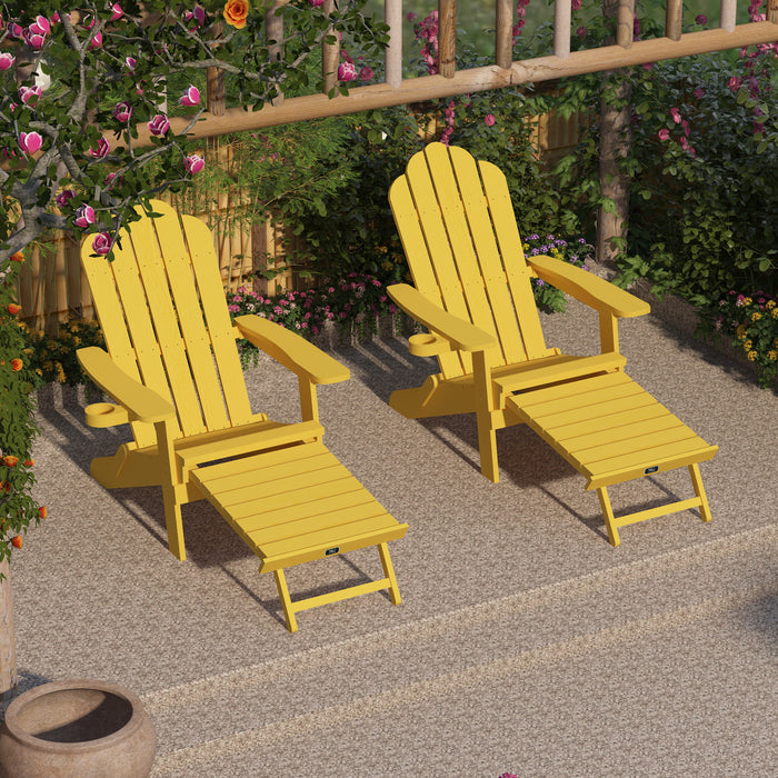 TALE Folding Adirondack Chair with Pullout Ottoman with Cup Holder, Oaversized, Poly Lumbe