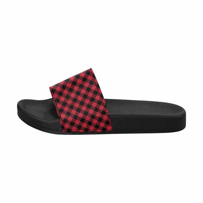 Uniquely You Mens Slide Sandals /      Buffalo Plaid Red and Black