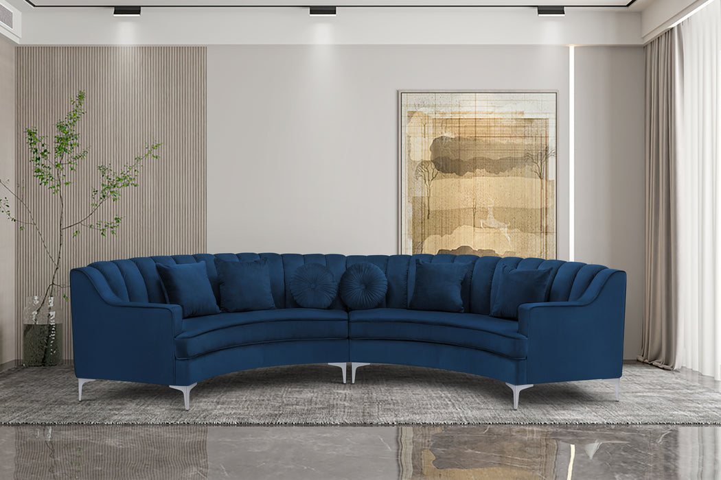 Curved Symmetrical Sectional sofa grey Velvet(This product is an oversized item/LTL)