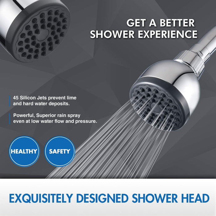 High Pressure Shower Head 3 Inches Anti-clog Fixed Showerhead Chrome