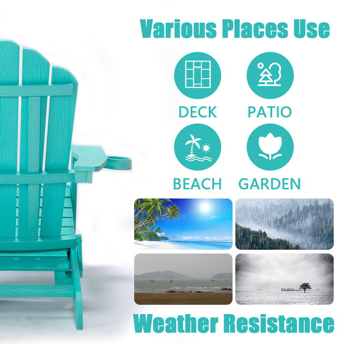 TALE Folding Adirondack Chair with Pullout Ottoman with Cup Holder, Oaversized, Poly Lumbe