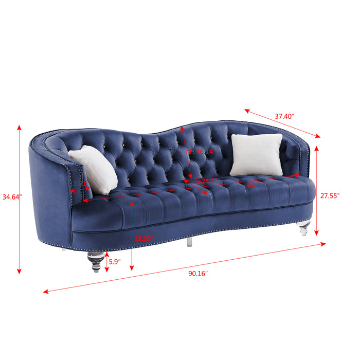 Luxury Crystal Feet Tufted 3P Sofa