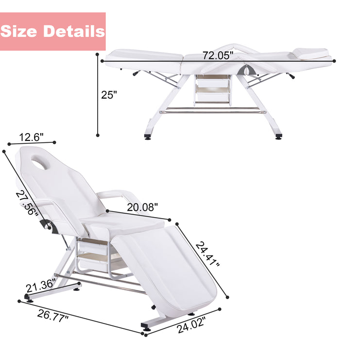 Massage Salon Tattoo Chair with Two Trays， Esthetician Bed with Hydraulic Stool