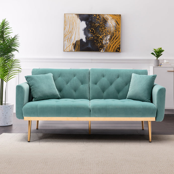 Velvet Sofa , Accent sofa .loveseat sofa with rose gold metal feet