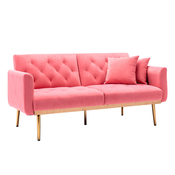 Velvet Sofa , Accent sofa .loveseat sofa with rose gold metal feet