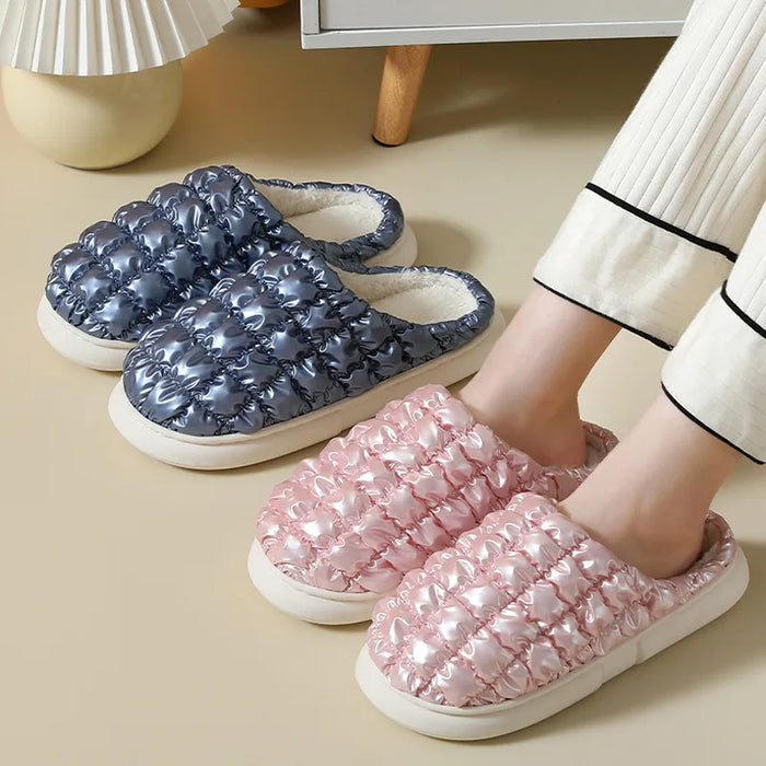 2022 NEW Design Women Winter House Furry Slippers Women Cross Fluffy Fur Home Slides Flat Indoor Floor Shoes Ladies Flip Flops