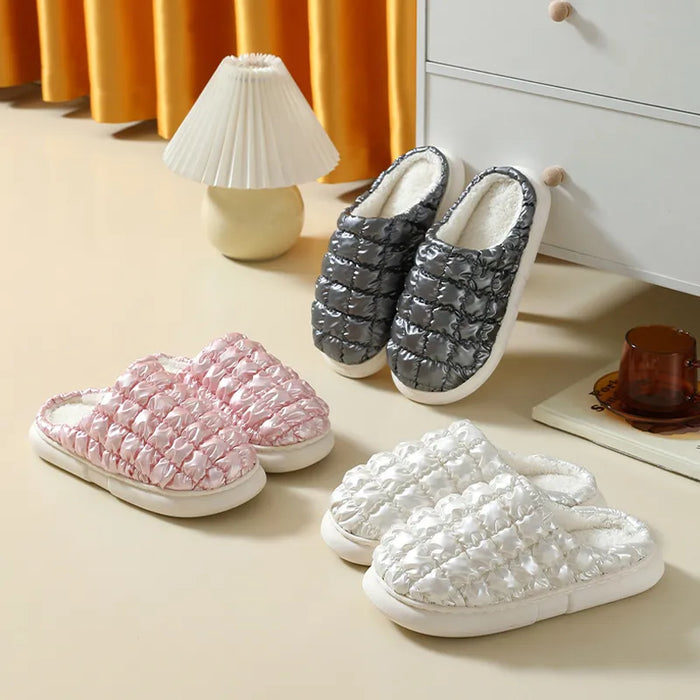 2022 NEW Design Women Winter House Furry Slippers Women Cross Fluffy Fur Home Slides Flat Indoor Floor Shoes Ladies Flip Flops