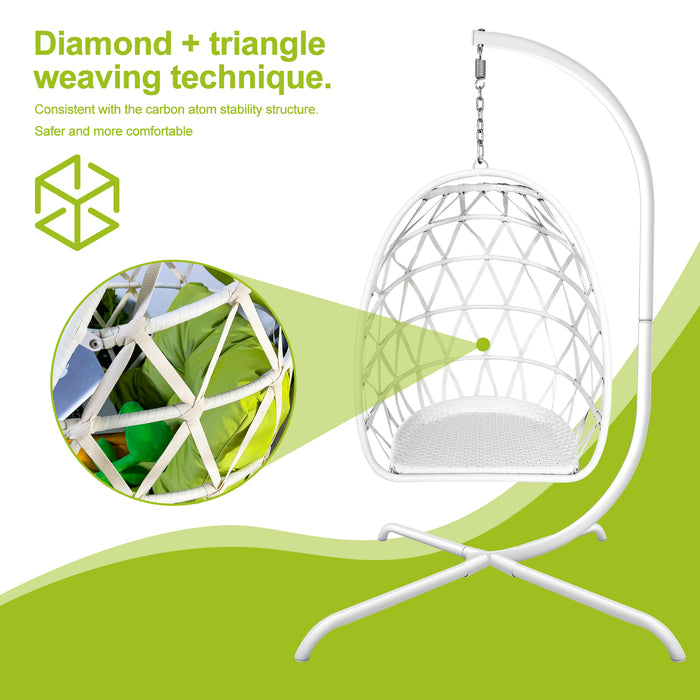 Swing Egg Chair with Stand Indoor Outdoor Rattan Basket Hanging Chair（Banned selling homedpot、lowes）