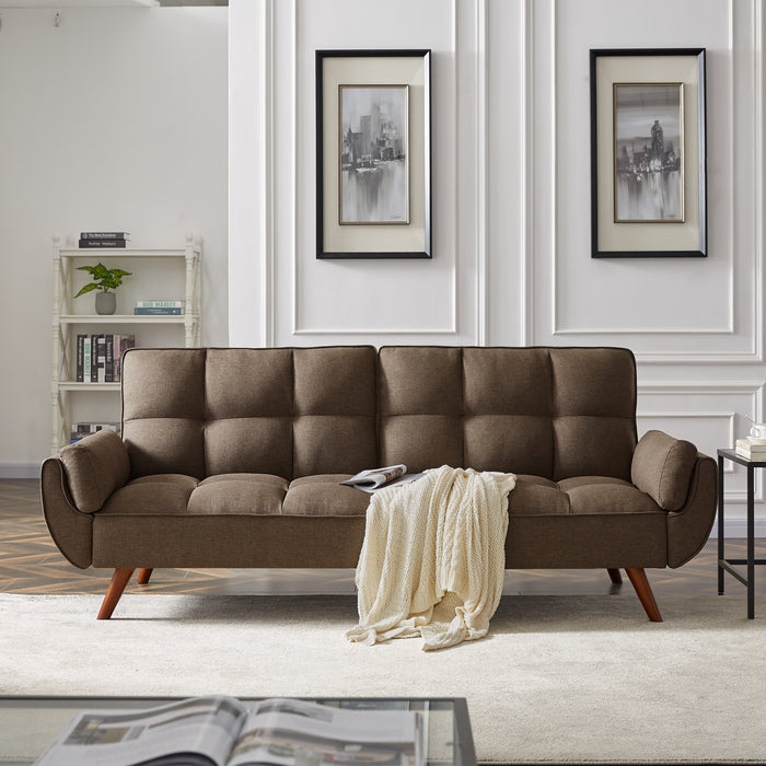 Easy Assembly Loveseat Linen Sleeper Sofa Gray Brown