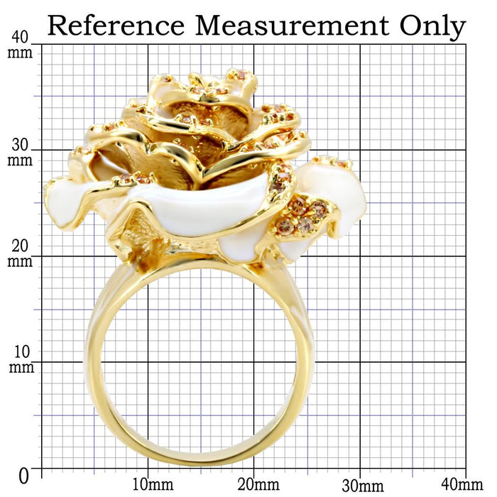 1W040 - Gold Brass Ring with AAA Grade CZ  in Champagne