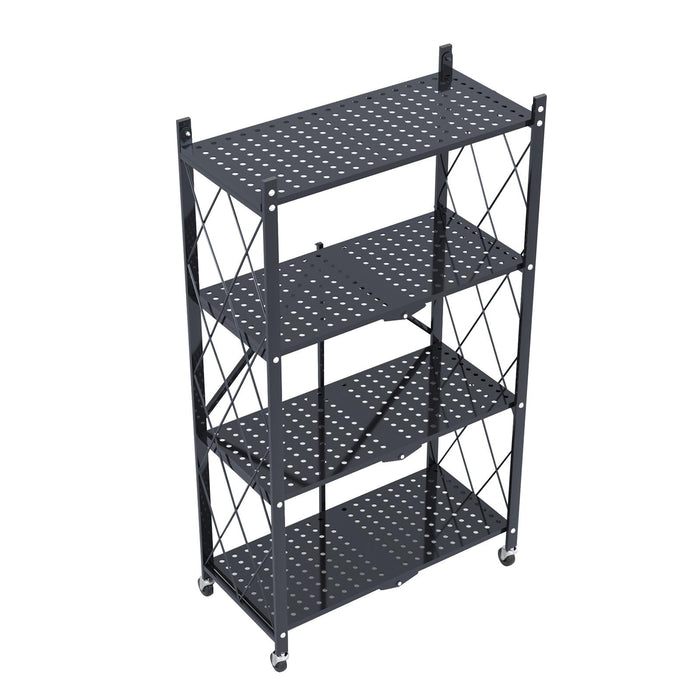 3/4/5-Tier Foldable Shelf, Heavy Duty Metal Rack Storage Shelving Units with Wheels, for Home Office Kitchen Garage,