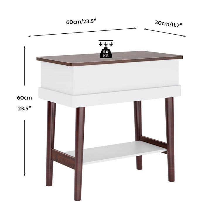 End Table,  Beside Table with 180° Flip Top Plate and Open Shelf, Sofa Table for Living Room, Bedroom