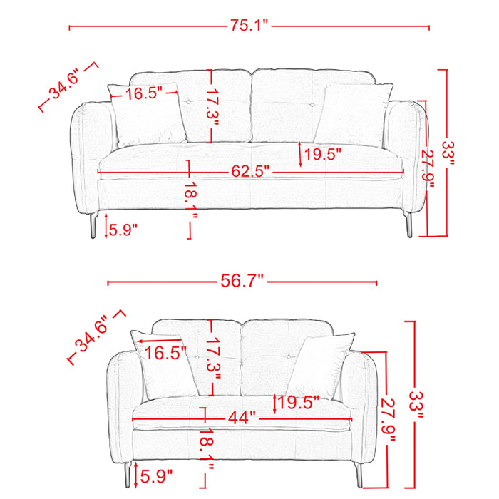 2 pcs Living Room Set fabric