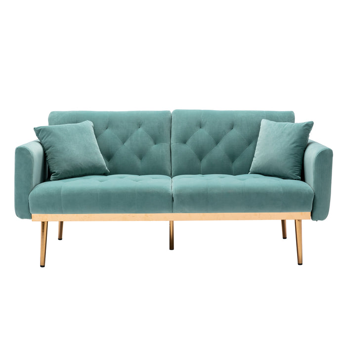 Velvet Sofa , Accent sofa .loveseat sofa with rose gold metal feet