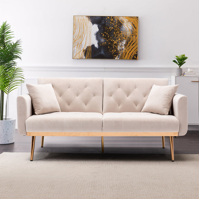 Velvet Sofa , Accent sofa .loveseat sofa with rose gold metal feet