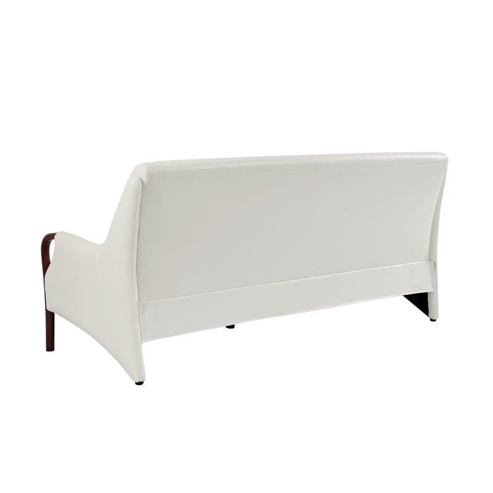 Modern-Central Sofa PU Leather Wooden Legs Bench for Living Room