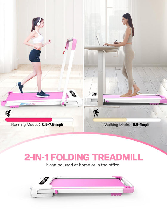 Under Desk Treadmill - Walking Pad 2 in 1 Folding Treadmill Desk Workstation for Home 3.5HP 300LBS Weight Capacity