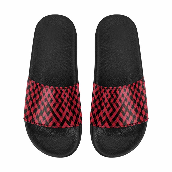 Uniquely You Mens Slide Sandals /      Buffalo Plaid Red and Black