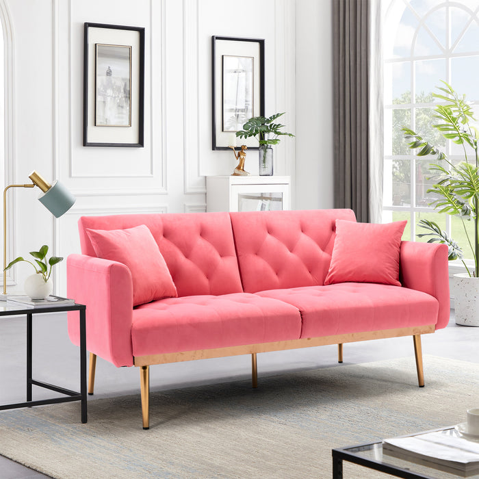 Velvet Sofa , Accent sofa .loveseat sofa with rose gold metal feet