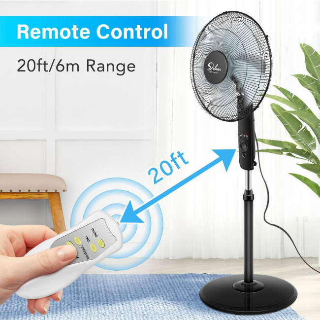 16 Inch Stand Fan, Adjustable Heights, 3 Settings Speeds