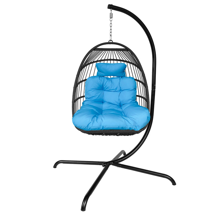 Swing Egg Chair with Stand Indoor Outdoor Rattan Basket Hanging Chair（Banned selling homedpot、lowes）