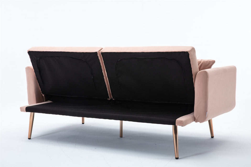 Velvet Sofa , Accent sofa .loveseat sofa with rose gold metal feet