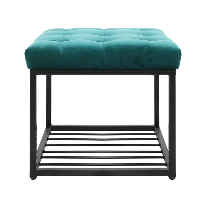 Mydepot Wide Velvet Tufted Square Cocktail Ottoman