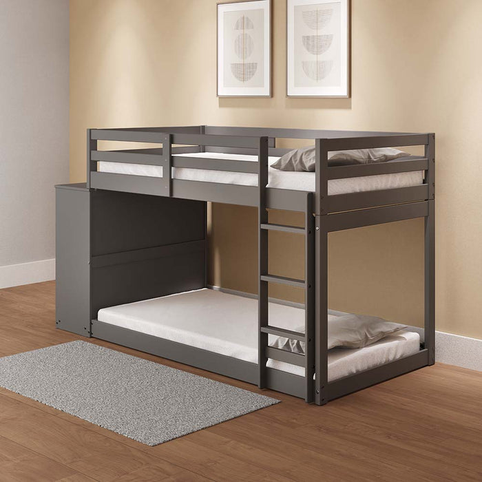 Twin/Twin Bunk Bed w/Cabinet, Gray Finish