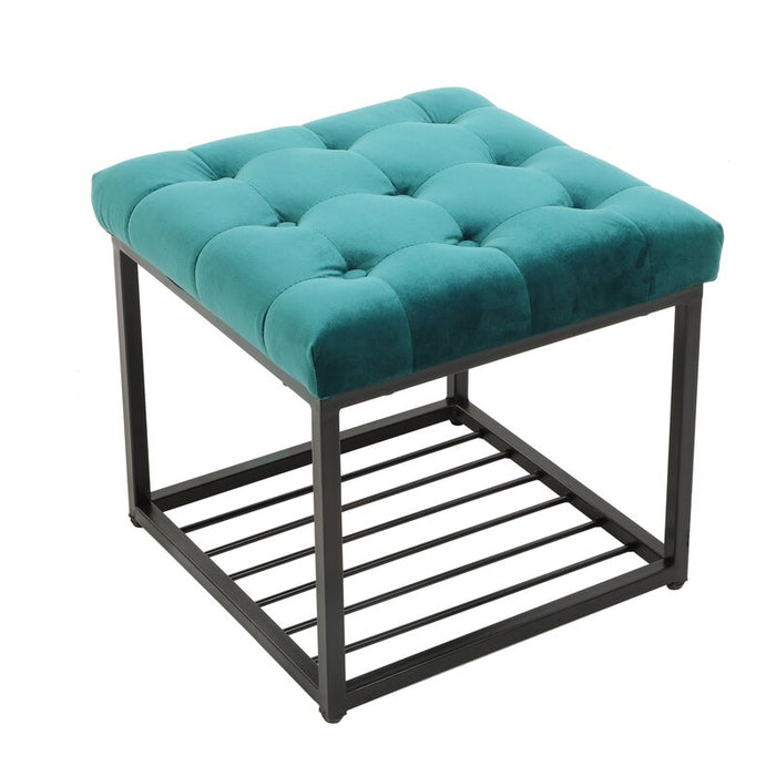 Mydepot Wide Velvet Tufted Square Cocktail Ottoman