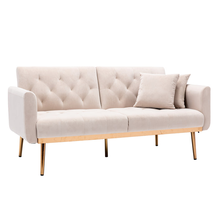 Velvet Sofa , Accent sofa .loveseat sofa with rose gold metal feet