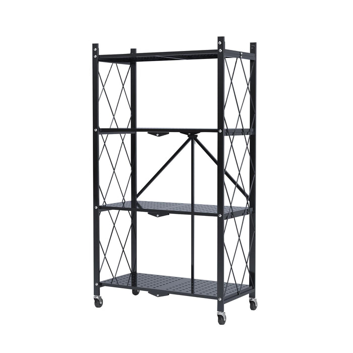 3/4/5-Tier Foldable Shelf, Heavy Duty Metal Rack Storage Shelving Units with Wheels, for Home Office Kitchen Garage,