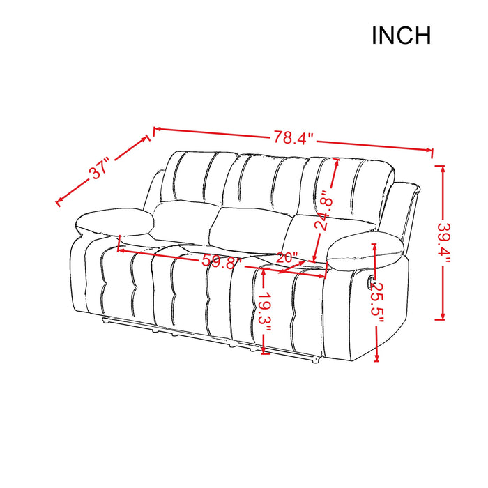 Manual Recliner Living Room Set(This product is an oversized item/LTL)