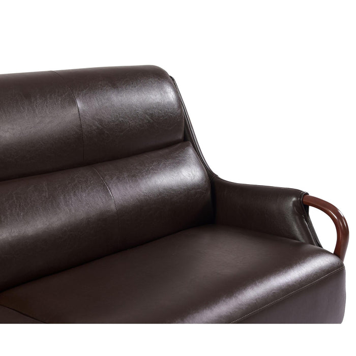 Modern-Central Sofa PU Leather Wooden Legs Bench for Living Room