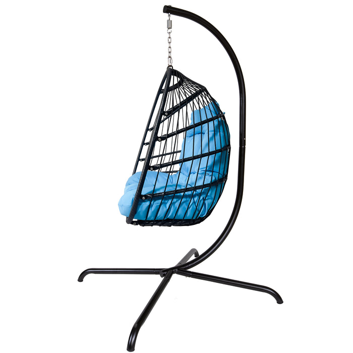 Swing Egg Chair with Stand Indoor Outdoor Rattan Basket Hanging Chair（Banned selling homedpot、lowes）