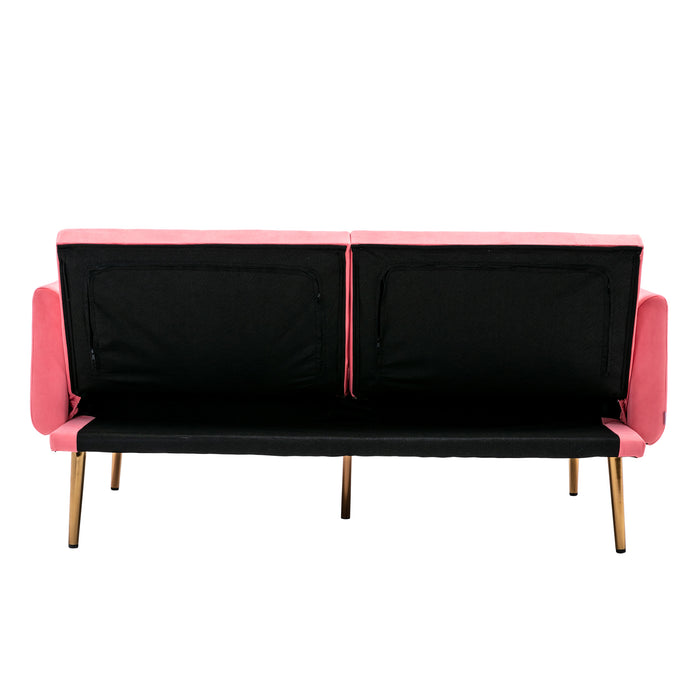 Velvet Sofa , Accent sofa .loveseat sofa with rose gold metal feet