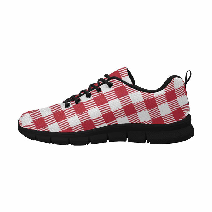 Uniquely You Sneakers for Men, Buffalo Plaid Red and White Running