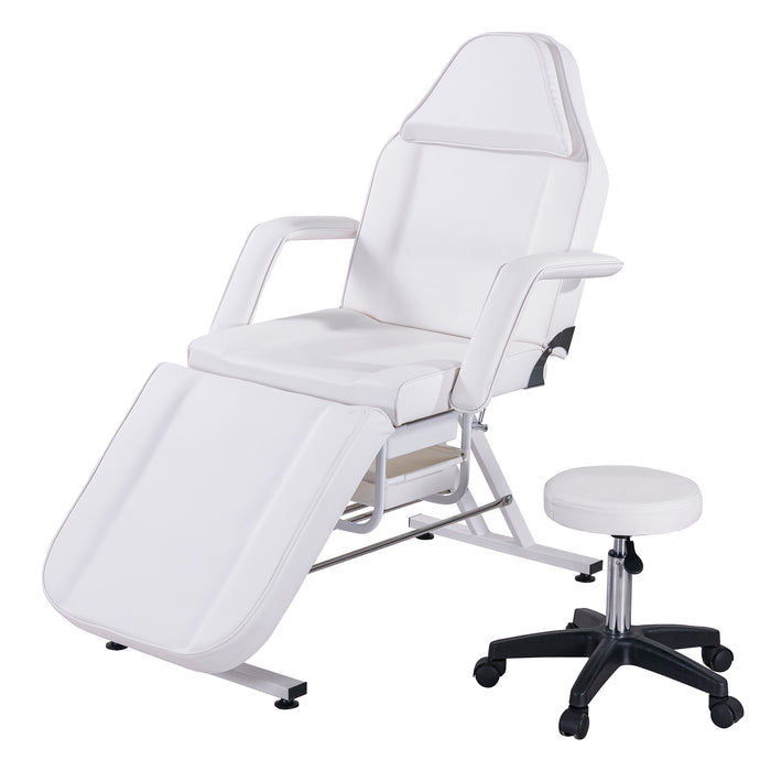 Massage Salon Tattoo Chair with Two Trays， Esthetician Bed with Hydraulic Stool