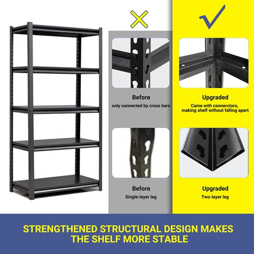 5-Tier Adjustable Metal Shelving Unit, Heavy Duty Shelving Utility Rack for Basement Kitchen Pantry