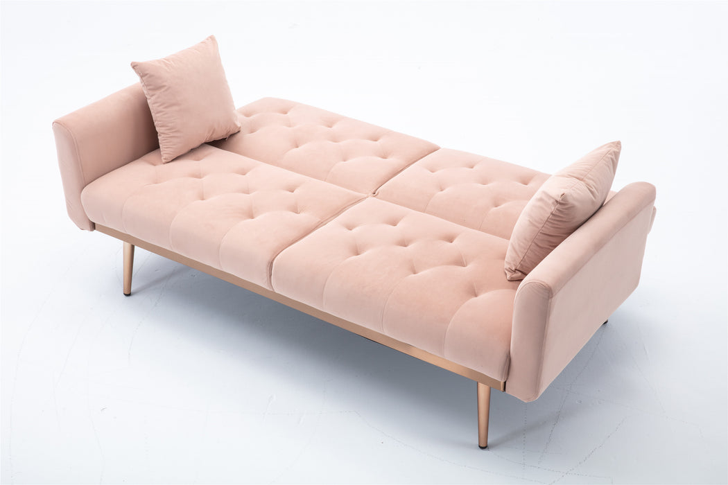 Velvet Sofa , Accent sofa .loveseat sofa with rose gold metal feet