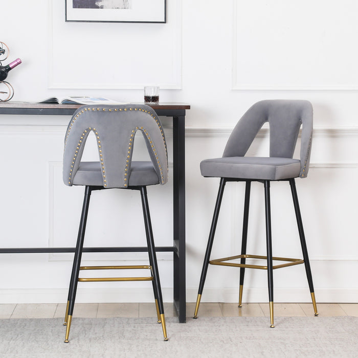 Velvet Upholstered Connor 28" Bar Stool & Counter Stools,Set of 2